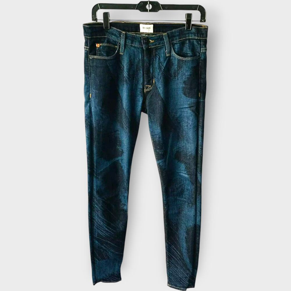 Hudson Nico Super Skinny Mid Rise Jeans Tie Dye Stretch Deno Feather Size 27